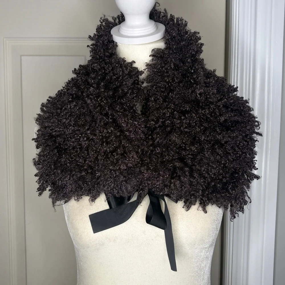 Steve Mac New York Curly Collar Shawl Eggplant OS